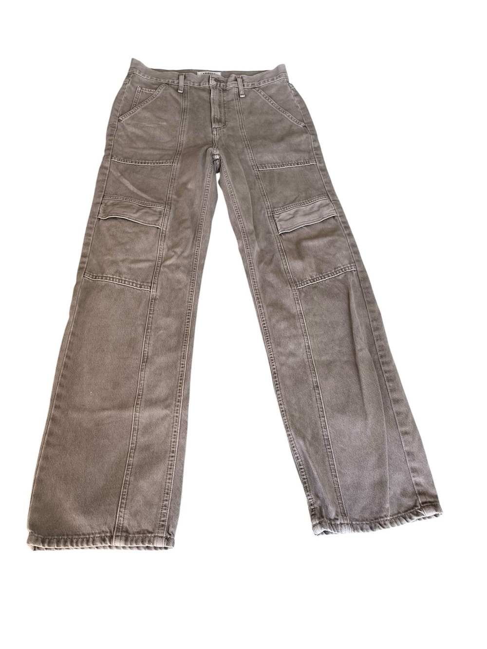 AGOLDE Utility Carpenter Wide Leg Jeans Taupe Gray High Rise Size 25 - Picture 2 of 9